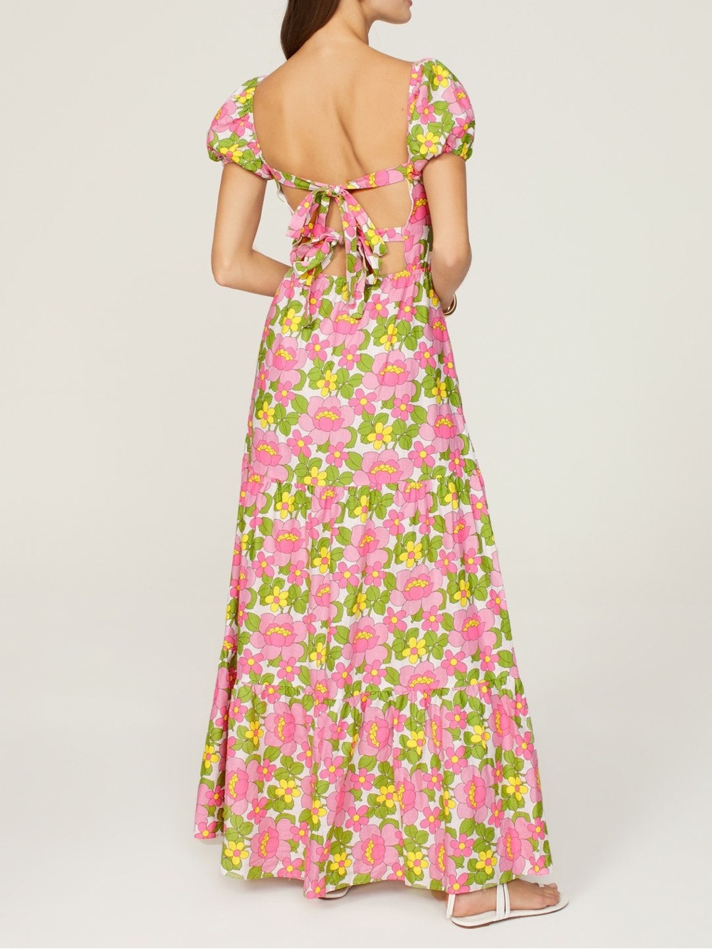 Show Me Your MuMu Pink and Green Floral Puff-Sleeve Cathy Maxi Dress - Picture 3 of 16